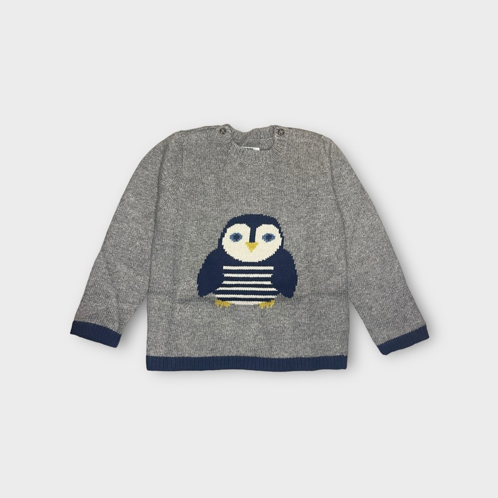 Mini Boden Penguin Knit Cashmere Blend Gray Sweater